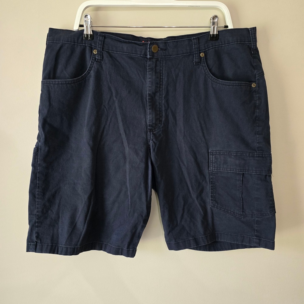 Wrangler Rugged Wear Mens Navy Blue Cargo Shorts 38 Stretch 36575NV Cotton Blend